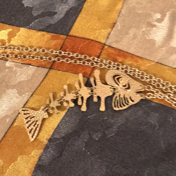 Fish skeleton necklace, gold tone. Unique piece. - Picture 11 of 11